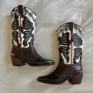 Brown and White Western Boots Steve Madden Arroyo 6